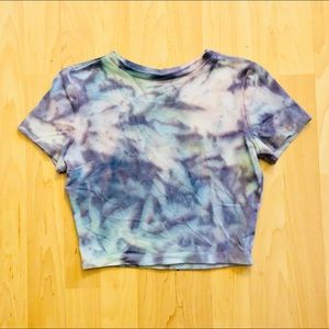 Purple and Blue Tie-Dye Crop Top